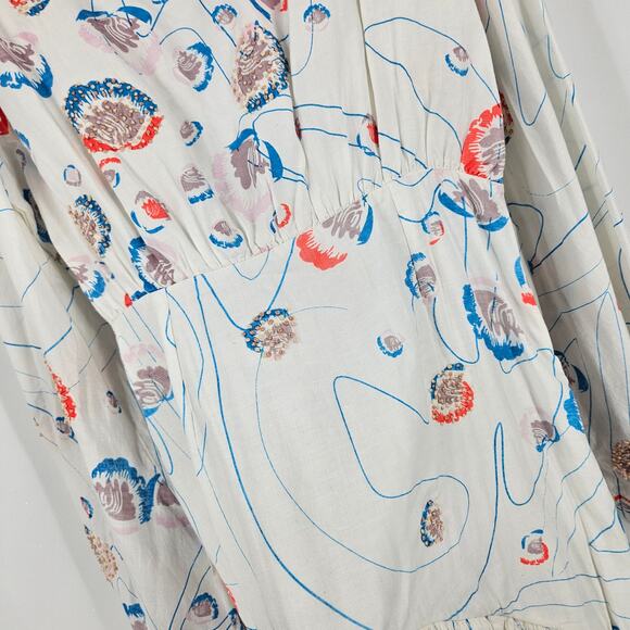 Mochi Sheryn Dress White Embroidered Balloon Sleeve Ruffle Hi-Low Mini Size S - Picture 5 of 10